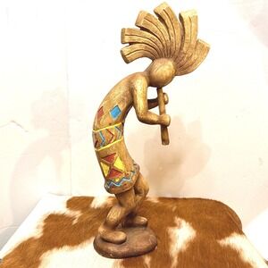 Lowes Kokopelli Style Garden Statue 17in Tall Flute Player Colorful Southwest